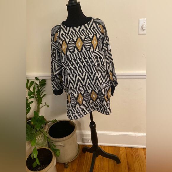 Diane Von Furstenberg Vintage 80-90 Metallic Abstract Print Knit Sweater Large - Picture 9 of 9